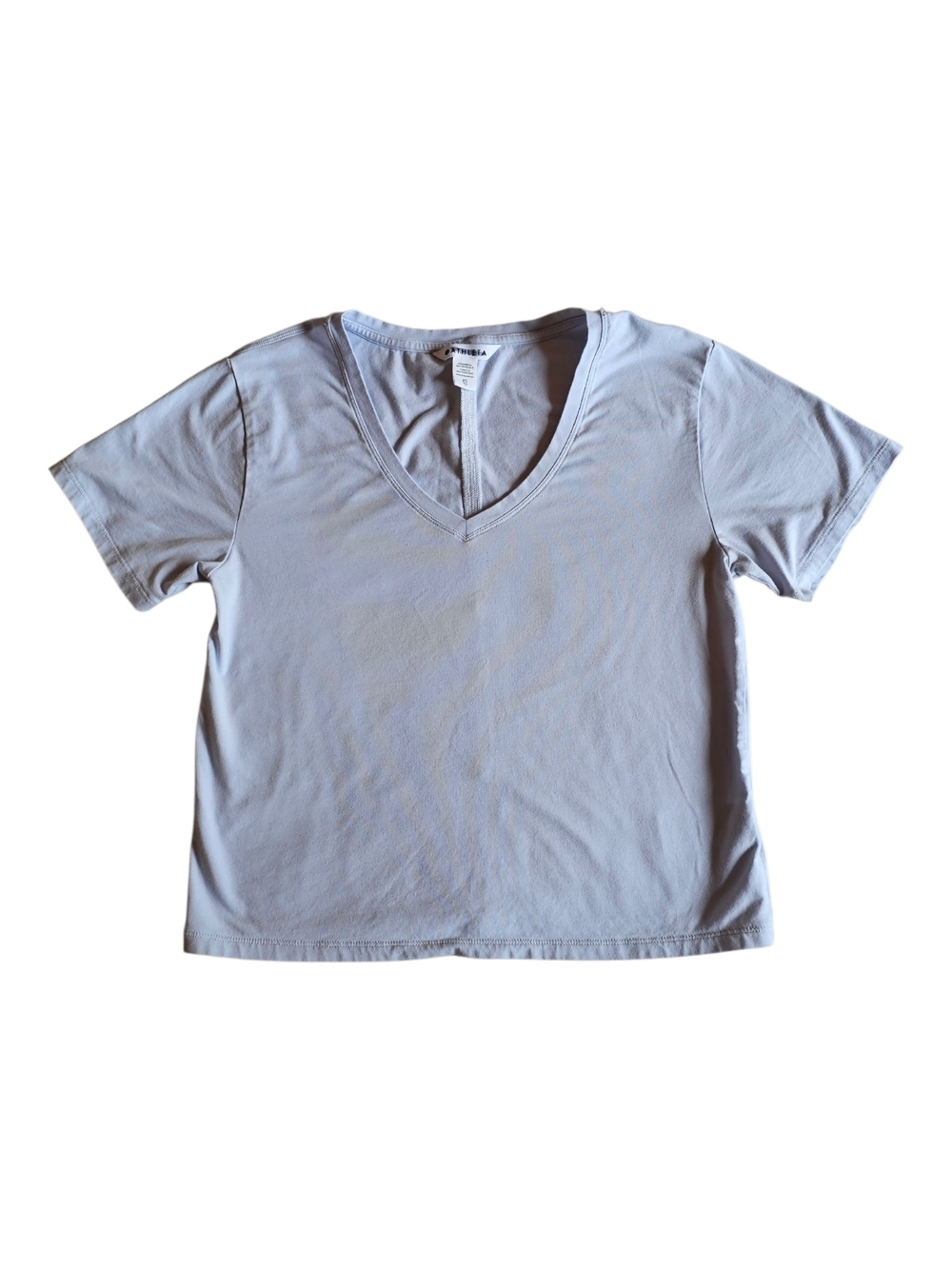 Athleta XS V Neck Tee Soft Stretch Lightweight Active Top Blue Gray Workout